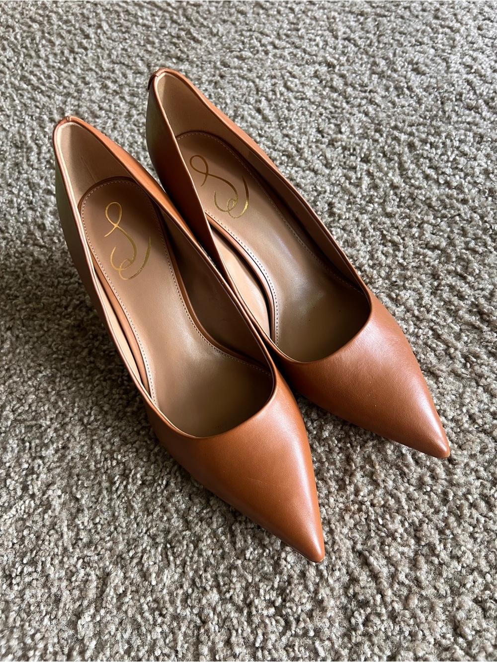 Sam Edelman Pointed Toe Flats in Cognac Brown - Picture 3 of 9